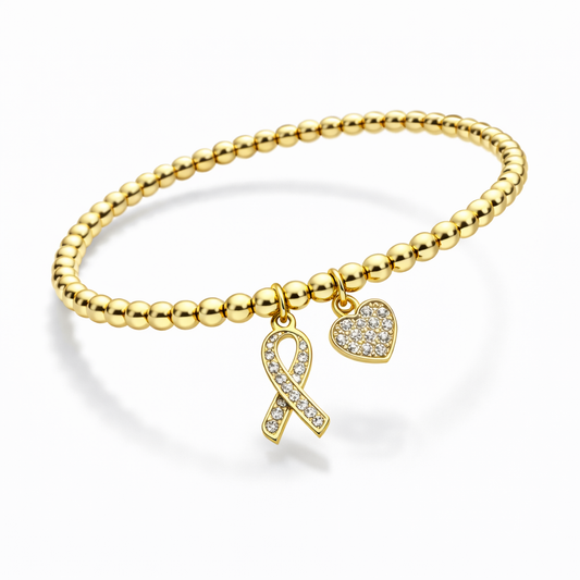 Charity Collection - Awareness Bracelet - Small Ribbon & Heart