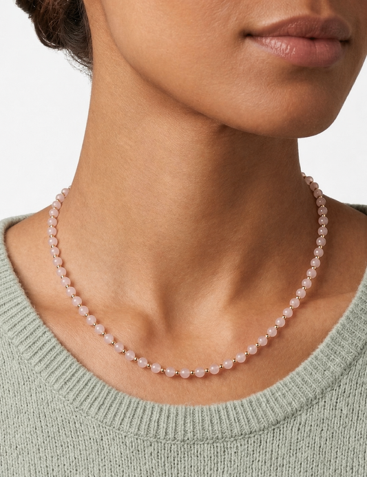 Rose Quartz Gold Necklace