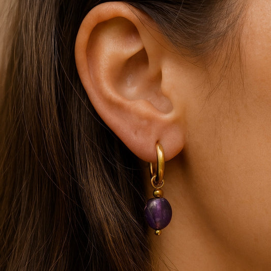 Petite Hoops Amethyst