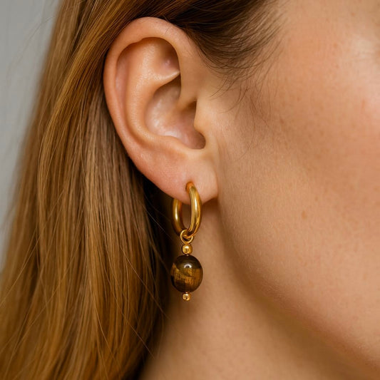 Petite Hoops Tiger Eye