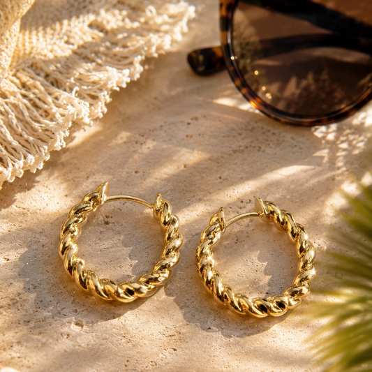 Twisted gold earrings